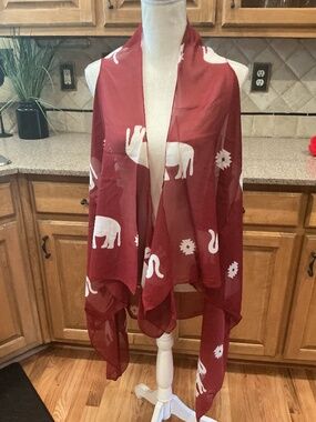 Crimson and White Elephant Vest or Cover Up